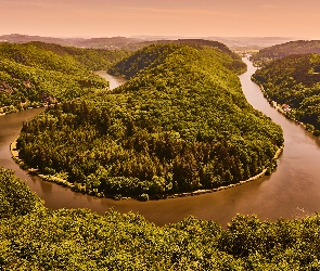 Niemcy, Mettlach, Meander, Wzgórza, Meandro del Sarre, Rzeka Saara, Zakole