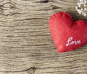 Napis, Drewno, Gipsówka, Love, Serce