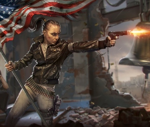 Płaczące, Wojna, Homefront The Revolution, Dziecko, Stanów Zjednoczonych, Gra, Flaga