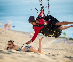 Dziewczyna, Śmieszne, Żartowniś, Spadochroniarz, Plaża