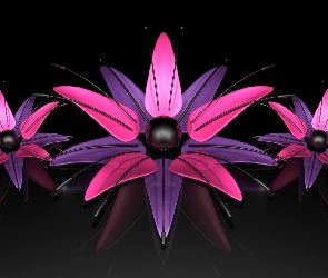Trzy, Kwiaty, Grafika 3D