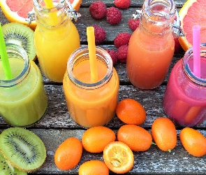 Słoiczki, Owoce, Maliny, Kiwi, Soki