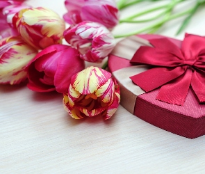 Walentynki, Prezent, Czerwono-żółte, Tulipany