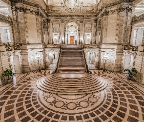 Hol, San Francisco City Hall, Wnętrze, Ratusz, Stan Kalifornia, Schody, Stany Zjednoczone, San Francisco