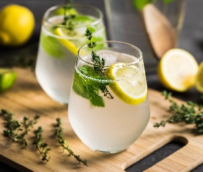 Deska, Mięta, Cytryna, Napój, Limonka, Szklanki