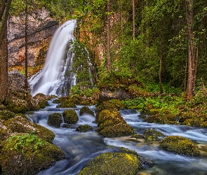 Wodospad Gollinger, Las, Austria, Kamienie, Powiat Hallein, Salzburg, Rzeka