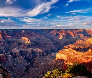 Stany Zjednoczone, Arizona, Chmury, Kanion, Niebo, Park Narodowy Wielkiego Kanionu