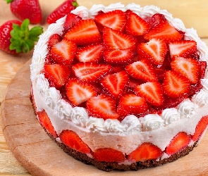 Deska, Truskawki, Tort, Krem
