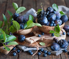 Deska, Miseczki, Śliwka, Kompozycje, Aronia, Borówki