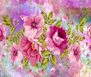Kolorowe tło, Grafika 2D, Kwiaty, Róże