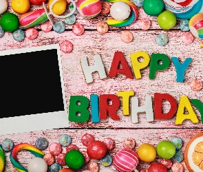 Słodycze, Urodziny, Happy Birthday, Napis