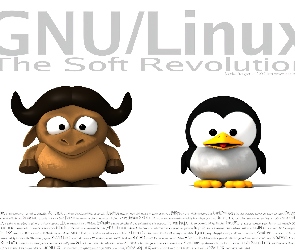 bawół, grafika, Linux, pingwin