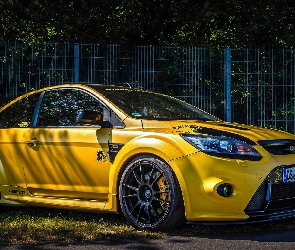 Żółty, Ogrodzenie, Ford Focus RS II