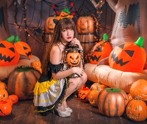Halloween, Dziewczyna, Dynie