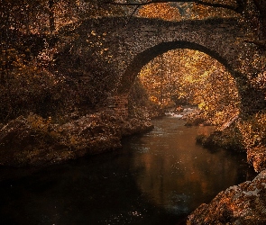 Jesień, Rzeka, Kamienny, Most łukowy