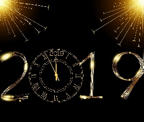 Nowy Rok, Zegar, 2019