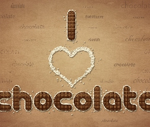 Grafika, I Love Chocolate, Napis, Serce