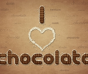 I Love Chocolate, Napis, Grafika, Serce