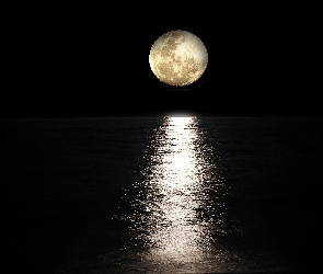 Planeta, Morze, Pełnia, Noc, Księżyc
