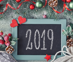 Nowy Rok, Ozdoby, Tabliczka, 2019