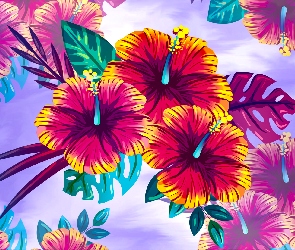 Kwiaty, Grafika 2D, Hibiskusy