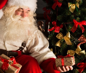 Święty Mikołaj, Boże Narodzenie, Choinka, Prezenty