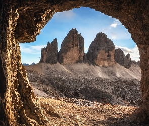 Góry, Włochy, Tre Cime di Lavaredo, Masyw, Skały