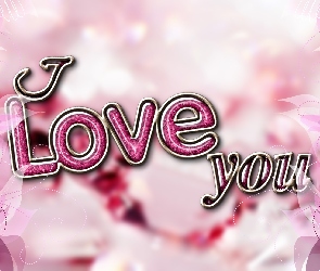 Grafika, Kwiaty, Napis, I Love You