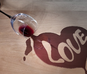 Wino, Love, Czerwone, Napis, Serce, Kieliszek, Plama, Miłość