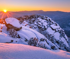 Góry, Promienie słońca, Zima