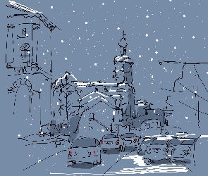 Niebieskie, Grafika, Domy, Tło, Samochody, Szkic, Ulica