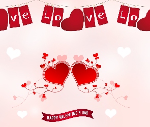 Love, Napis, Walentynki, Serca
