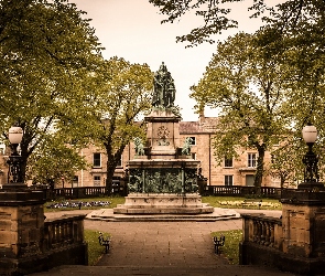 Anglia, Lancaster, Królowej Wiktorii, Pomnik, Park, Drzewa