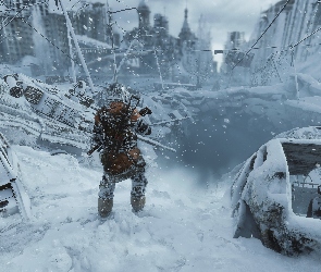Metro Exodus, Miasto, Zniszczone, Żołnierz, Gra