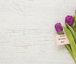 Dzień Matki, Napis, Tulipany, Karteczka