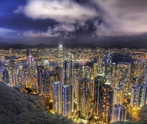 Oświetlone, Miasto, Hong Kong