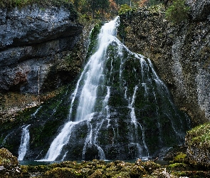 Wodospad Gollinger, Skały, Austria, Kamienie, Miejscowość Golling, Omszałe