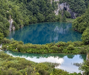 Chorwacja, Jeziora, Park Narodowy Jezior Plitwickich, Skały, Roślinność, Drzewa