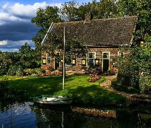 Łódka, Holandia, Prowincja Utrecht, Rzeka Utrechtse Vecht, Dom