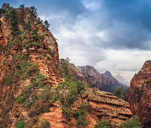 Stan Utah, Skały, Formacja skalna, Stany Zjednoczone, Kanion, Park Narodowy Zion, Angels Landing