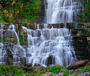 Kaskada, Kamienie, Chittenango Falls, Wodospad, Stany Zjednoczone, Park miejski, Roślinność, Nowy Jork, Skały