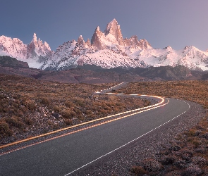 Góry Andy, Droga, Argentyna, Szczyt Cerro Torre, Park Narodowy Los Glaciares, Patagonia, Szczyt Fitz Roy