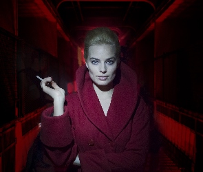 Aktorka, Kobieta, Papieros, Film, Terminal, Płaszcz, Margot Robbie