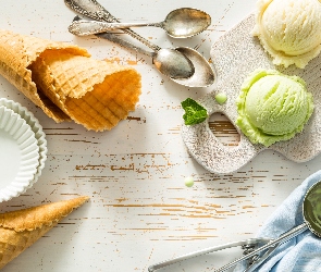 Gałki, Łyżeczki, Rożki, Wafle, Lody