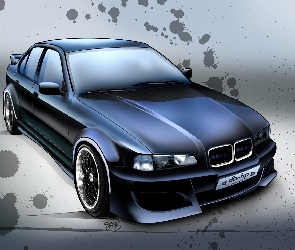 Rysunek, E36, Niebieski, BMW 3