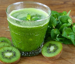 Smoothie, Szklanka, Mięta, Kiwi, Napój