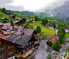 Kanton Berno, Grindelwald, Droga, Szwajcaria, Miejscowość, Domy, Góry