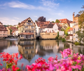 Niemcy, Bawaria, Domy, Rzeka Regnitz, Hotel Nepomuk, Bamberg