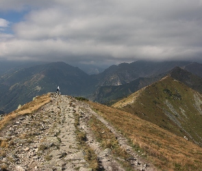 Góry, Chmury, Turysta, Szczyty