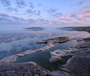 Jezioro Ładoga, Rosja, Chmury, Republika Karelii, Skały